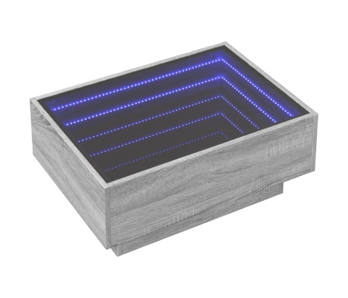 Mesa de centro y LED madera ingeniería gris Sonoma 70x50x30 cm