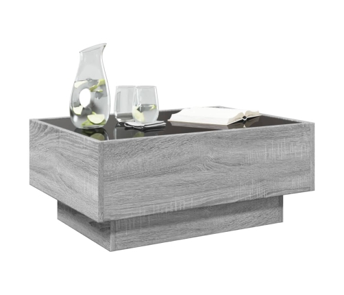 Mesa de centro y LED madera ingeniería gris Sonoma 70x50x30 cm