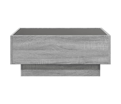 Mesa de centro y LED madera ingeniería gris Sonoma 70x50x30 cm