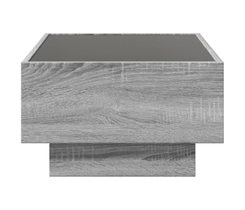 Mesa de centro y LED madera ingeniería gris Sonoma 70x50x30 cm