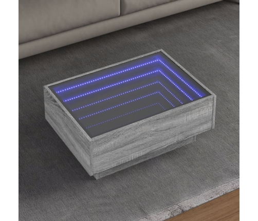 Mesa de centro y LED madera ingeniería gris Sonoma 70x50x30 cm