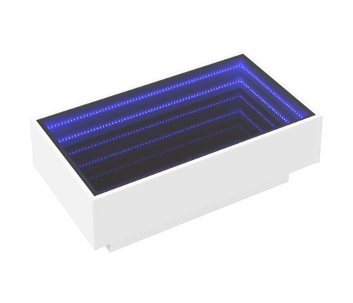 Mesa de centro con LED madera de ingeniería blanca 90x50x30 cm