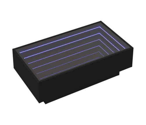 Mesa de centro con LED madera de ingeniería negro 90x50x30 cm