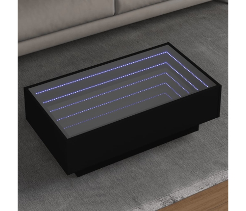 Mesa de centro con LED madera de ingeniería negro 90x50x30 cm