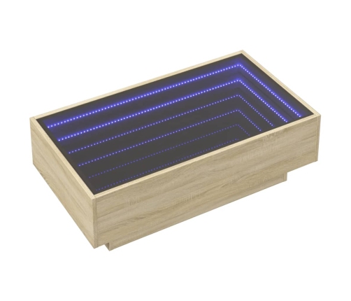 Mesa de centro y LED madera ingeniería roble Sonoma 90x50x30 cm