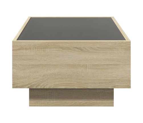 Mesa de centro y LED madera ingeniería roble Sonoma 90x50x30 cm