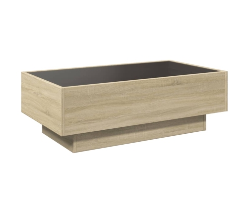 Mesa de centro y LED madera ingeniería roble Sonoma 90x50x30 cm