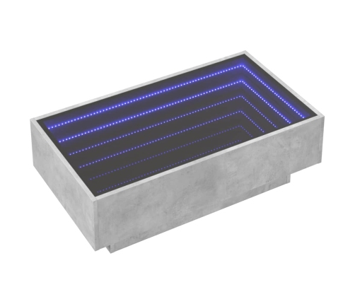 Mesa de centro y LED madera ingeniería gris hormigón 90x50x30cm