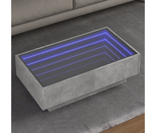 Mesa de centro y LED madera ingeniería gris hormigón 90x50x30cm