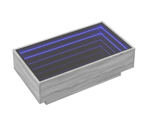 Mesa de centro y LED madera ingeniería gris Sonoma 90x50x30 cm