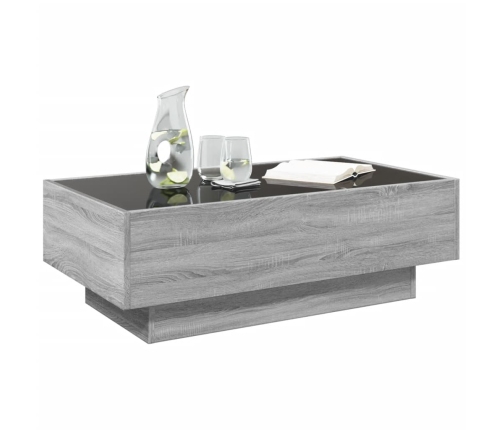 Mesa de centro y LED madera ingeniería gris Sonoma 90x50x30 cm