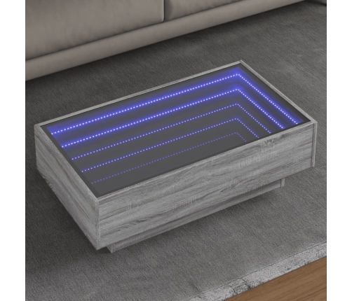 Mesa de centro y LED madera ingeniería gris Sonoma 90x50x30 cm