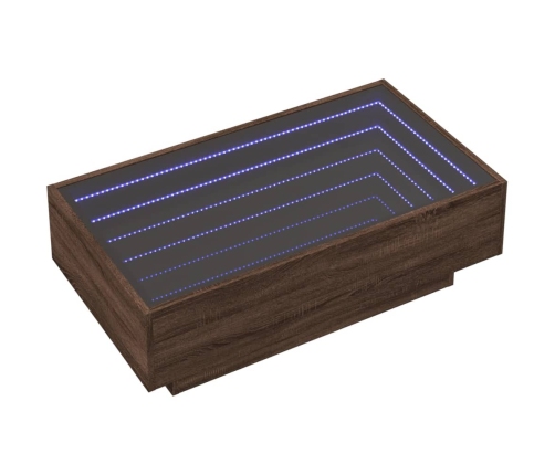 Mesa de centro y LED madera ingeniería marrón roble 90x50x30 cm