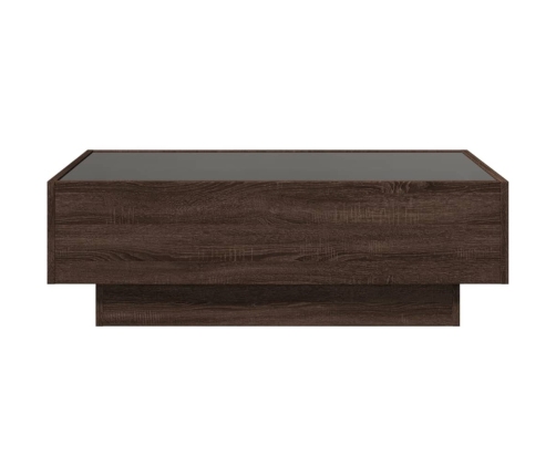 Mesa de centro y LED madera ingeniería marrón roble 90x50x30 cm