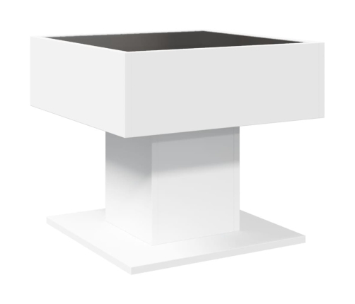 Mesa de centro con luz LED madera ingeniería blanca 50x50x45 cm