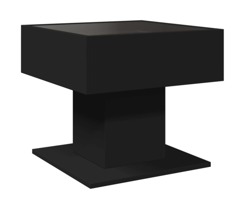 Mesa de centro con luz LED madera ingeniería negra 50x50x45 cm