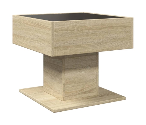 Mesa de centro y LED madera ingeniería roble Sonoma 50x50x45 cm