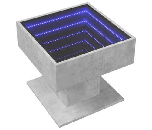 Mesa de centro y LED madera ingeniería gris hormigón 50x50x45cm