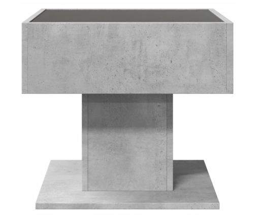 Mesa de centro y LED madera ingeniería gris hormigón 50x50x45cm