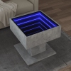 Mesa de centro y LED madera ingeniería gris hormigón 50x50x45cm