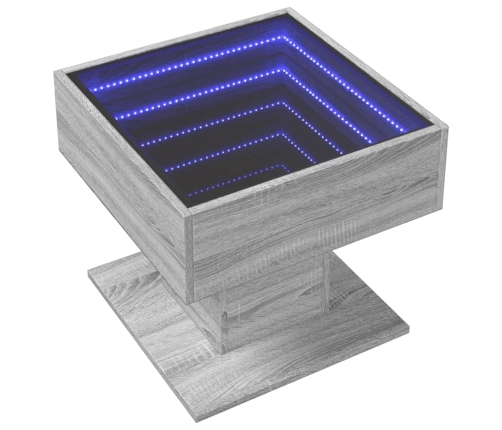 Mesa de centro y LED madera ingeniería gris Sonoma 50x50x45 cm