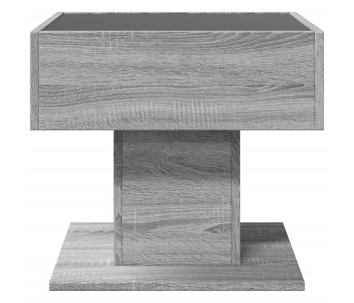 Mesa de centro y LED madera ingeniería gris Sonoma 50x50x45 cm