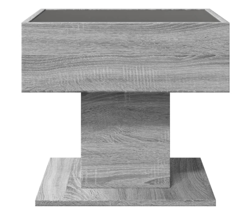 Mesa de centro y LED madera ingeniería gris Sonoma 50x50x45 cm