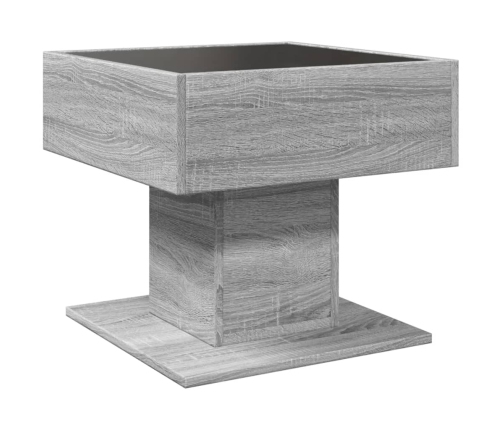 Mesa de centro y LED madera ingeniería gris Sonoma 50x50x45 cm