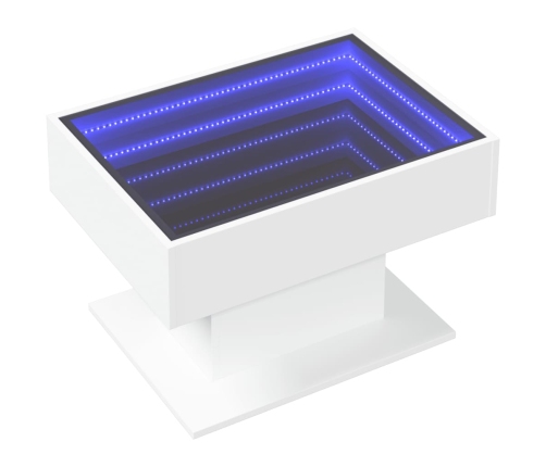 Mesa de centro con luz LED madera ingeniería blanca 70x50x45 cm