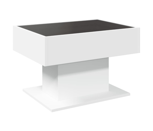 Mesa de centro con luz LED madera ingeniería blanca 70x50x45 cm