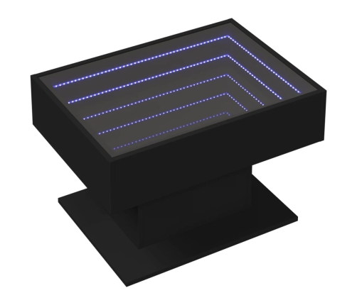 Mesa de centro con LED madera de ingeniería negro 70x50x45 cm