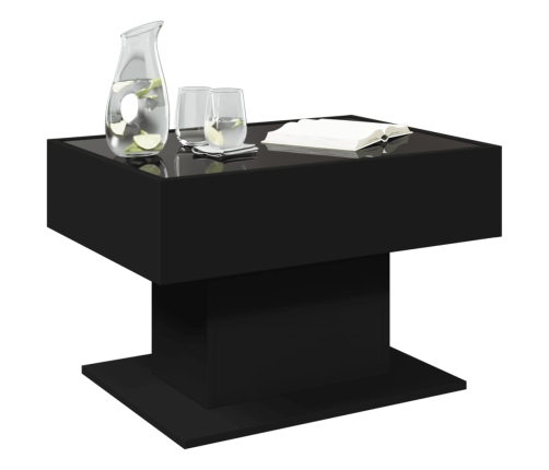 Mesa de centro con LED madera de ingeniería negro 70x50x45 cm