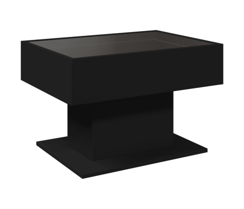 Mesa de centro con LED madera de ingeniería negro 70x50x45 cm