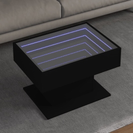 Mesa de centro con LED madera de ingeniería negro 70x50x45 cm