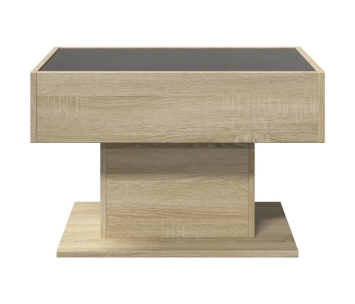 Mesa de centro y LED madera ingeniería roble Sonoma 70x50x45 cm