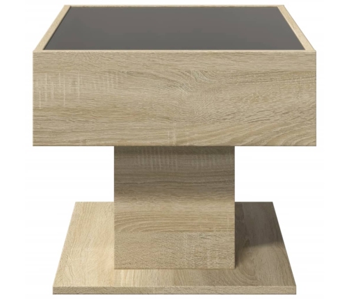 Mesa de centro y LED madera ingeniería roble Sonoma 70x50x45 cm