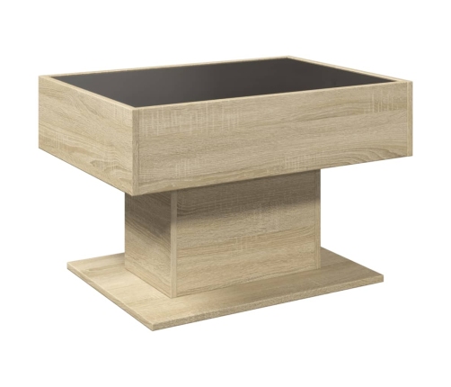 Mesa de centro y LED madera ingeniería roble Sonoma 70x50x45 cm