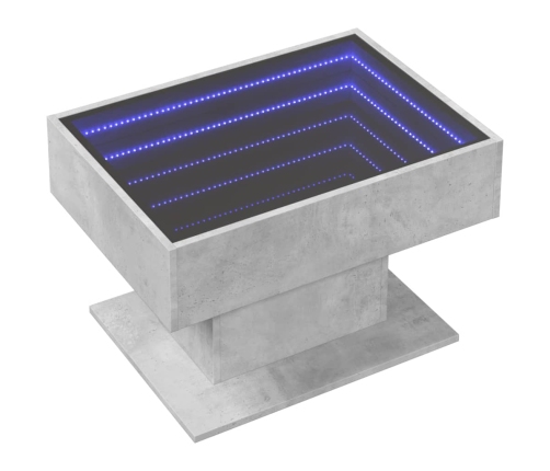 Mesa de centro y LED madera ingeniería gris hormigón 70x50x45cm