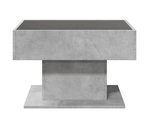 Mesa de centro y LED madera ingeniería gris hormigón 70x50x45cm