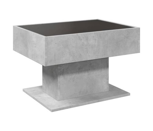 Mesa de centro y LED madera ingeniería gris hormigón 70x50x45cm