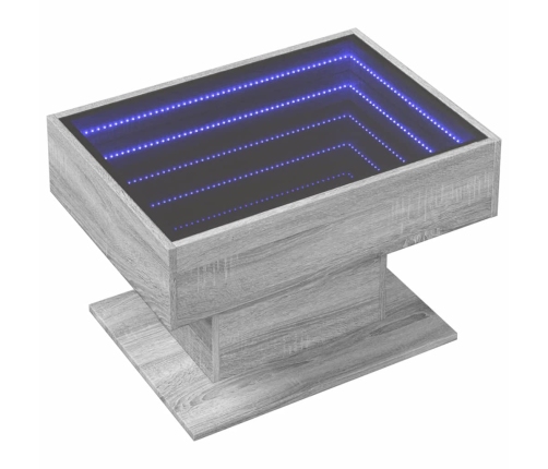 Mesa de centro y LED madera ingeniería gris Sonoma 70x50x45 cm