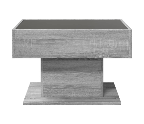 Mesa de centro y LED madera ingeniería gris Sonoma 70x50x45 cm