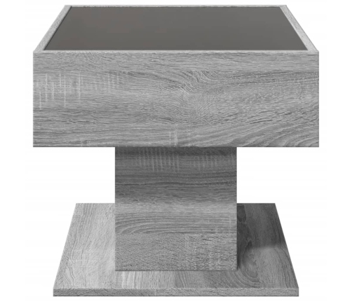 Mesa de centro y LED madera ingeniería gris Sonoma 70x50x45 cm