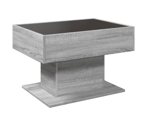 Mesa de centro y LED madera ingeniería gris Sonoma 70x50x45 cm