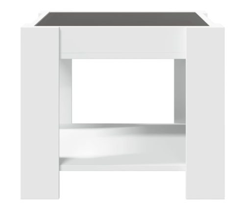 Mesa de centro con LED madera de ingeniería blanca 53x53x45 cm