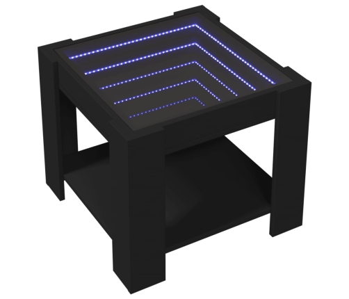 Mesa de centro con LED madera de ingeniería negro 53x53x45 cm