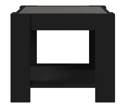 Mesa de centro con LED madera de ingeniería negro 53x53x45 cm