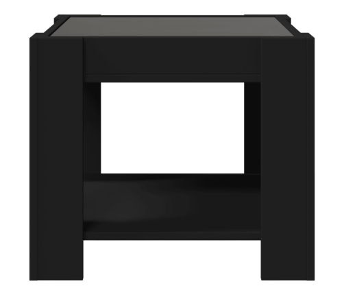 Mesa de centro con LED madera de ingeniería negro 53x53x45 cm