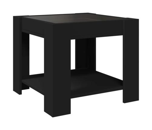 Mesa de centro con LED madera de ingeniería negro 53x53x45 cm