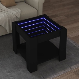 Mesa de centro con LED madera de ingeniería negro 53x53x45 cm